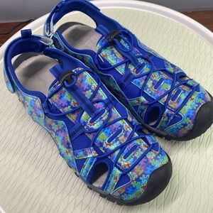 Blue Autism Awareness Sandals‎ Shoes Women's Sz. 11 Hook&Loop